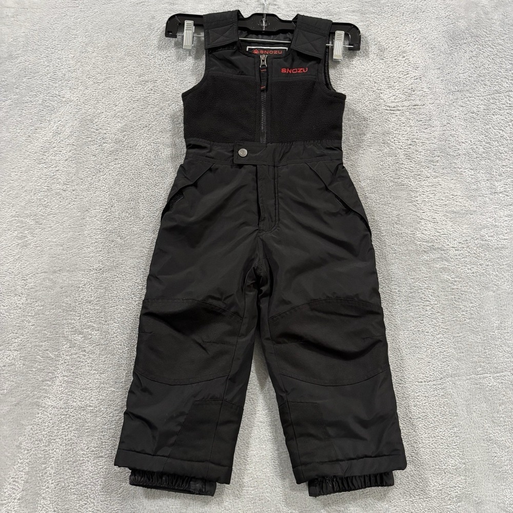 Snozu Snow Ski Suit Bib Youth 3T Sleeveless 15" InseamEasy Pockets Closure Black